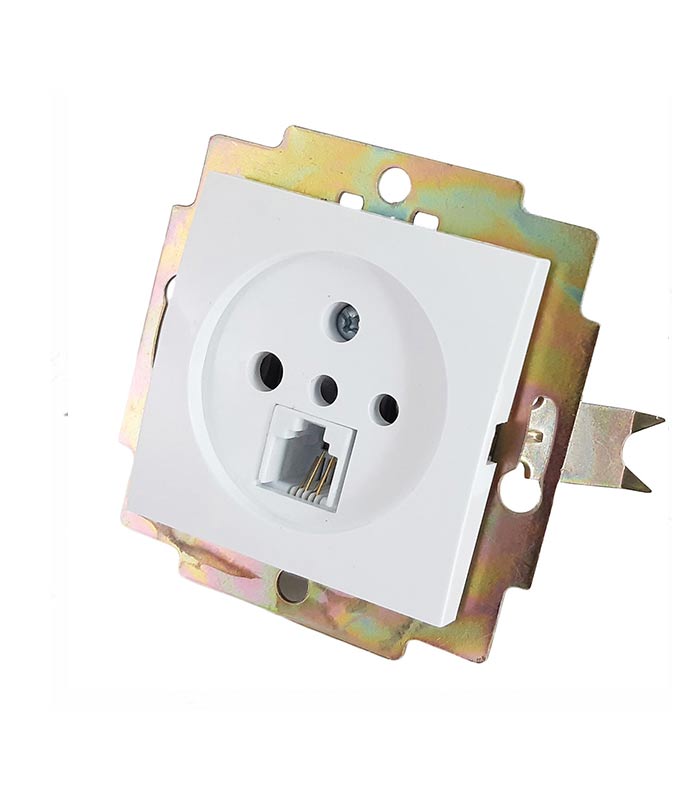 پریز تلفن دو منظوره طرح آذین تک پارت ایرانیان سفید رنگ